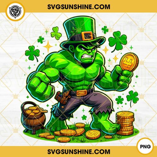 Hulk Muscular Man St Patrick Day PNG, Marvel Hulk St Patrick Day PNG