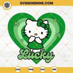 Lucky Hello Kitty Patrick Day SVG, St. Patrick's Day SVG, Lucky Kawaii Kitty SVG