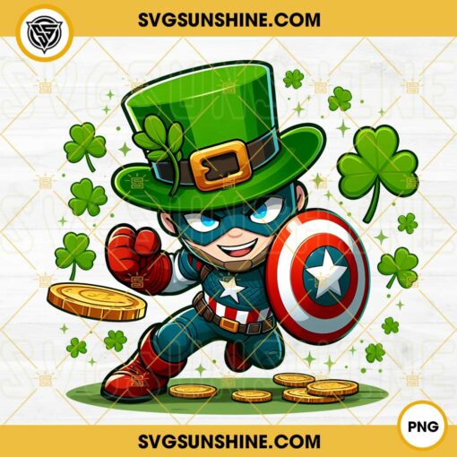 Marvel St Patrick Day Captain America PNG, Marvel Character St Patrick Day PNG