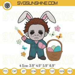 Michael Myers Easter Embroidery Design, Horror Easter Day Embroidery Design Files