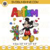 Mickey Bear Autism Embroidery Files, Disney Autism Awareness Embroidery Designs