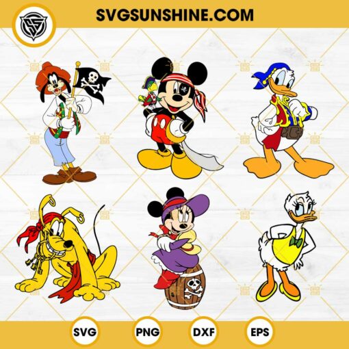 Mickey Mouse And Friends Pirate Bundle SVG, Disney Goofy Pirate SVG, Donald Duck Sailor SVG
