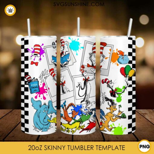 Dr Seuss Skinny Tumbler Design, Read Across America 20oz Tumbler Wrap PNG File
