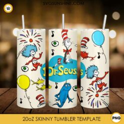 Dr Seuss Cartoon Characters Balloons 20oz Tumbler Wrap PNG File
