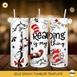 Dr Seuss Reading In My Thing 20oz Tumbler Wrap PNG File