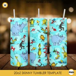 Grinch And Horton Dr Seuss Characters 20oz Tumbler Wrap PNG File