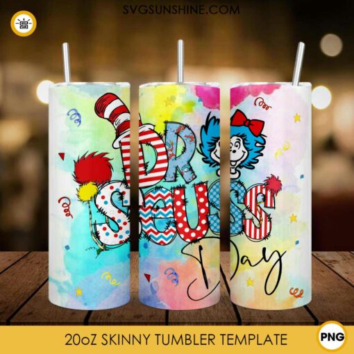 Dr Seuss Day 20oz Skinny Tumbler PNG Design Files Digital Download