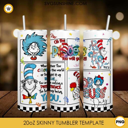 Dr Seuss 20oz Skinny Tumbler Wrap PNG