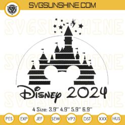 Disney 2024 Embroidery Design Files, Disney Castle Mickey Mouse Embroidery Pattern