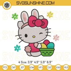 Hello Kitty Bunny Easter Embroidery Designs, Hello Kitty Easter Eggs Embroidery Pattern