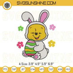 Winnie The Pooh Easter Embroidery Design Files, Pooh Bunny Easter Embroidery Pattern