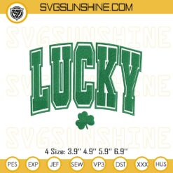 Lucky Patrick's Day Embroidery Designs, Leaf Clover Embroidery Pattern
