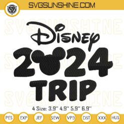 Disney 2024 Trip Embroidery Designs, Mickey Mouse Family Vacation Embroidery Files
