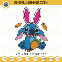 Stitch Easter Embroidery Design Files, Carrot Stitch Bunny Ears Embroidery Designs