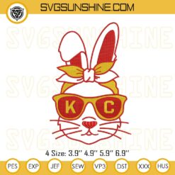Kansas City Chiefs Bunny Easter Embroidery Pattern, Bunny Chiefs NFL Machine Embroidery Design File