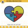 Autism Puzzle Heart Machine Embroidery Designs