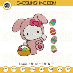Hello Kitty Easter Bunny Embroidery Design Files, Hello Kitty Bunny Embroidery Pattern