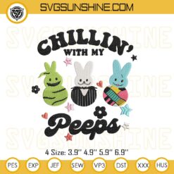 Horror Chillin With My Peeps Embroidery Designs, Easter Nightmare Before Christmas Embroidery Pattern