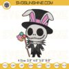Jack Skellington Bunny Easter Embroidery Designs, Horror Easter Bunny Embroidery Files