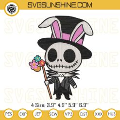 Jack Skellington Bunny Easter Embroidery Designs, Horror Easter Bunny Embroidery Files