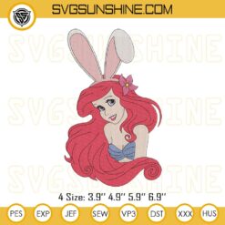 Ariel The Little Mermaid Bunny Easter Embroidery Designs