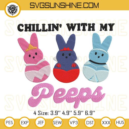 Chillin With My Peeps Embroidery Files, Easter Disney Princess Embroidery Designs