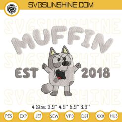 Muffin Heeler Embroidery Design, Muffin Est 2018 Machine Embroidery Designs
