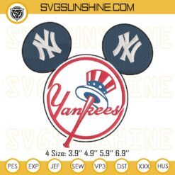 New York Yankees Baseball Embroidery Design, Mouse Ears Baseball Embroidery Pattern