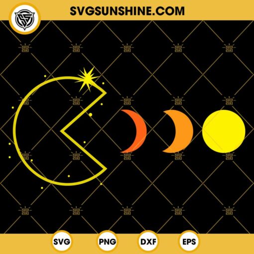 Pacman Solar Eclipse 2024 SVG PNG DXF EPS Files