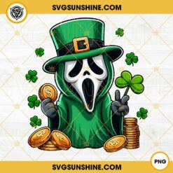 Patrick Ghostface Peace Sign PNG, Patrick Day Skull Horor Movie PNG