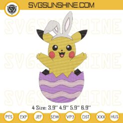 Pikachu Easter Eggs Embroidery Designs, Pikachu Bunny Embroidery Designs