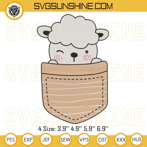 Pocket Sheep Embroidery Designs, Sheep Embroidery Design File