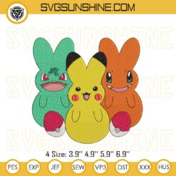 Pokemon Easter Peeps Embroidery Pattern, Pikachu Happy Easter Embroidery Designs