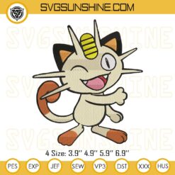 Pokemon Meowth Embroidery Designs, Cute Meowth Embroidery Designs