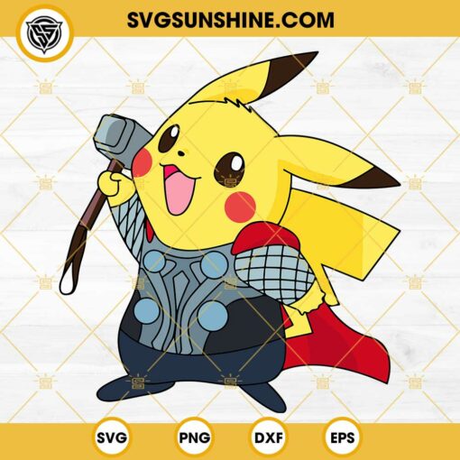 Pokemon Pikachu Thor SVG, Pikachu Marvel Super Heroes SVG, Pokemon Custom Character SVG