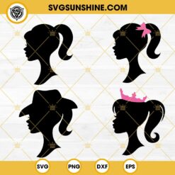Princess Barbie Head Silhouette Bundle SVG PNG DXF EPS