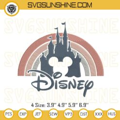 Rainbow Disney Castle Embroidery Designs, Disney Mickey Head Embroidery Pattern