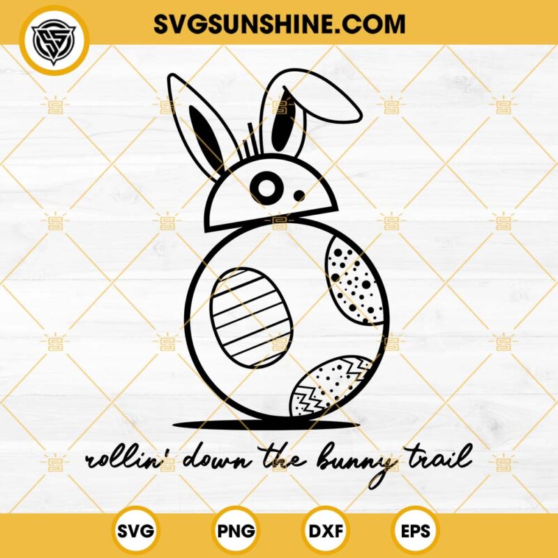 Rolling Down The Bunny Trail SVG, Easter Alien Droid Bunny SVG, Happy