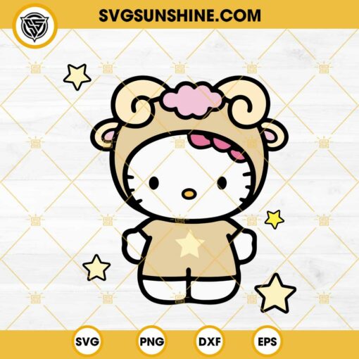Sheep Hello Kitty SVG, Aries Hello Kitty SVG, Respect The Kitty SVG