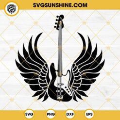 Silhouette Guitar With Wings SVG, Angel Guitar SVG PNG DXF EPS