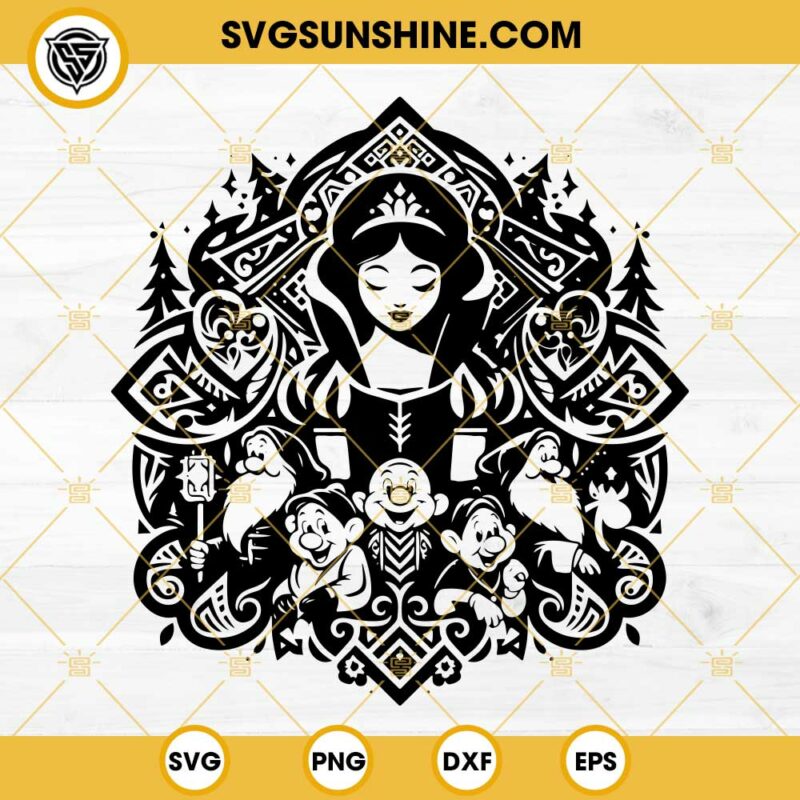 Snow White And The 7 Dwarfs Mandala SVG, Disney Princess SVG, Snow ...