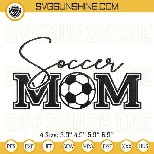 Soccer Mom Embroidery Design Files, Soccer Family Mom Embroidery Design Files