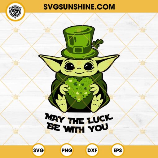 St Patrick’s Day Baby Yoda SVG, Yoda May The Luck Be With You SVG, Yoda Lucky Leaf Clover SVG