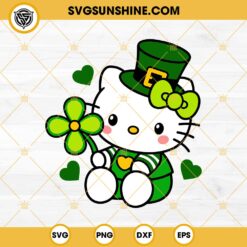 St Patricks Day Hello Kitty SVG, Shamrock Kitty Clover SVG PNG