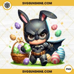 Superhero Easter Bunny PNG, Bat Man Easter Eggs PNG