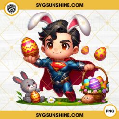 Superman Chibi Easter Bunny PNG, Superman Kawaii Character PNG