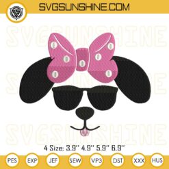 Swag Dog Glasses Embroidery Design File, Cute Dog With Bow Tie Embroidery Files