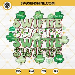 Swiftie St Patricks Day SVG, Taylor Swift Patrick'S Day SVG, Leopard Decoration Shamrock SVG