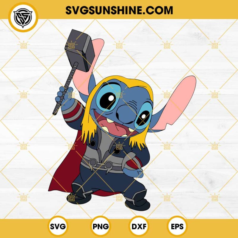 Thor Stitch SVG, Superhro Marvel Stitch SVG, Cute Stitch Avenger SVG ...