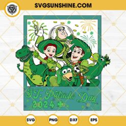 Toy Story St Patricks Day SVG, Toy Story And Friends 2024 SVG, Lucky Cartoon Shamrock SVG